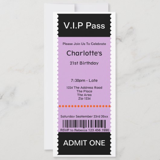 VIP Pass Party Tomission Ticket Kaart (Voorkant)