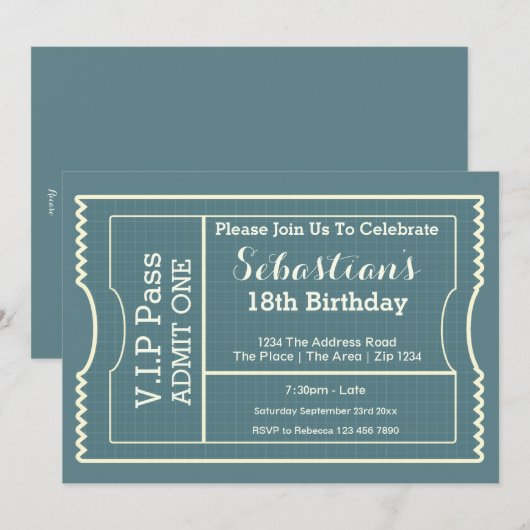 VIP Pass Party Tomission Ticket Kaart (Voorkant / Achterkant)