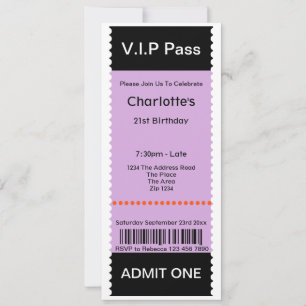 VIP Pass Party Tomission Ticket Kaart