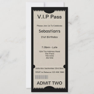 VIP Pass Party Tomission Ticket Kaart
