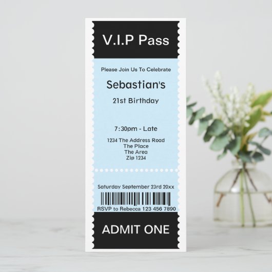 VIP Pass Party Tomission Ticket Kaart (Staand voorkant)