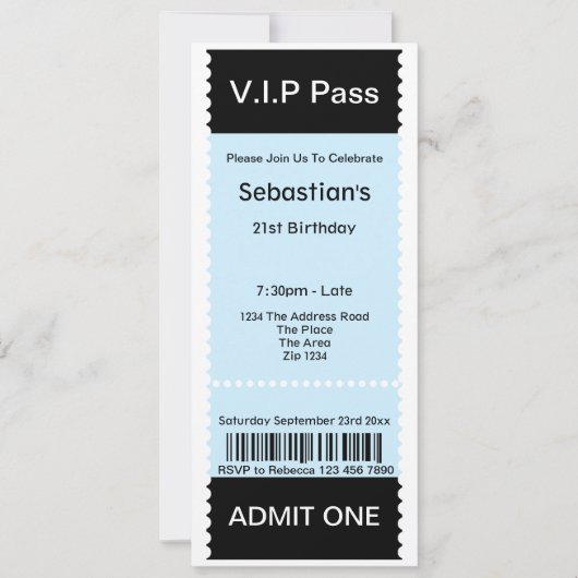 VIP Pass Party Tomission Ticket Kaart (Voorkant)