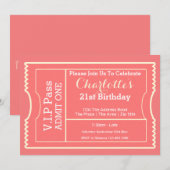 VIP Pass Party Tomission Ticket Roze Kaart (Voorkant / Achterkant)