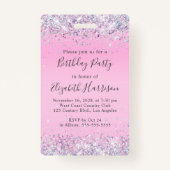 VIP Pass Pink Glitter Birthday Party Badge (Achterkant)