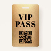 vip pass qr code minimalistisch modern goud badge (Voorkant)