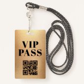 vip pass qr code minimalistisch modern goud badge (Achterkant met draagriem)