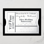 VIP Pass Silver Wedding Jubileum Ticket Folie Uitnodiging (Voorkant)