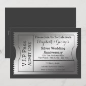 VIP Pass Silver Wedding Jubileum Ticket Kaart (Voorkant / Achterkant)
