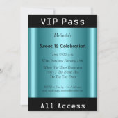 VIP pass Sweet 16 Birthday Party Black Blauwgroen Kaart (Voorkant)