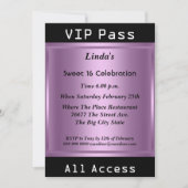 VIP pass Sweet 16 Birthday Party Paars Kaart (Voorkant)
