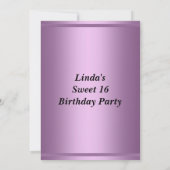VIP pass Sweet 16 Birthday Party Paars Kaart (Achterkant)