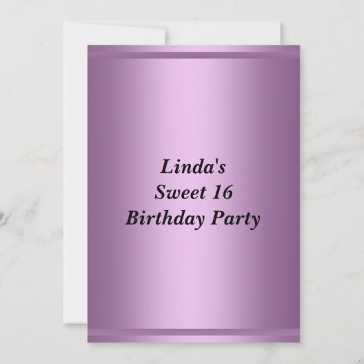VIP pass Sweet 16 Birthday Party Paars Kaart (Achterkant)