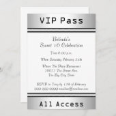 VIP pass Sweet 16 Birthday Party White Kaart (Voorkant / Achterkant)
