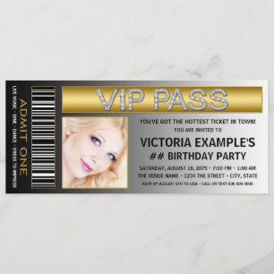 VIP Pass Ticket Birthday Party Kaart
