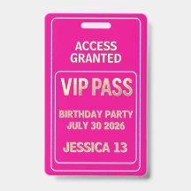 VIP pass tiener verjaardag