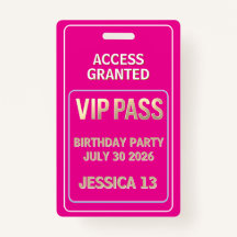 VIP pass tiener verjaardag