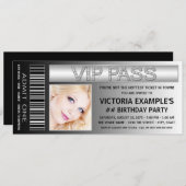 VIP Pass toegangsbewijs verjaardagsfeestje Kaart (Voorkant / Achterkant)