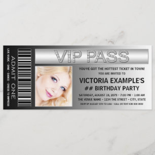 VIP Pass toegangsbewijs verjaardagsfeestje Kaart