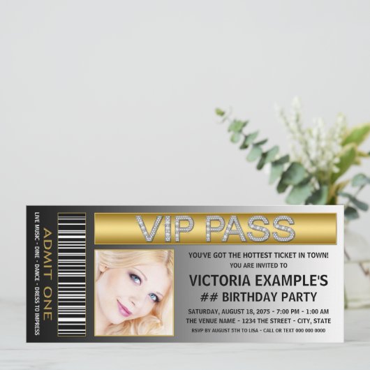 VIP Pass verjaardagsfeestje Kaart (Staand voorkant)