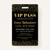 VIP Pass verjaardagsuitnodiging Badge (Achterkant)