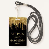 vip pass, vrijgezellenfeest zwarte gouddruppelaar badge (Achterkant met draagriem)