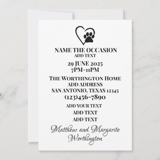 VIP PETS-toelatingsuitnodiging Kaart (Achterkant)