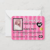 VIP PINK Stripes Credit Kaart Fotouitnodigingen Notitiekaartje (Voorkant)
