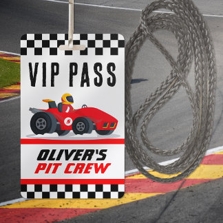 VIP Pit Crew Pas voor Race Auto Verjaardagsfeestje Badge