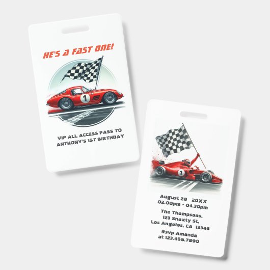 VIP-Pitcrewpas voor verjaardag van raceauto Badge (Voor- en achterkant)
