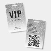 VIP privé-feest of -concert Zilver Glitter Badge (Voor- en achterkant)