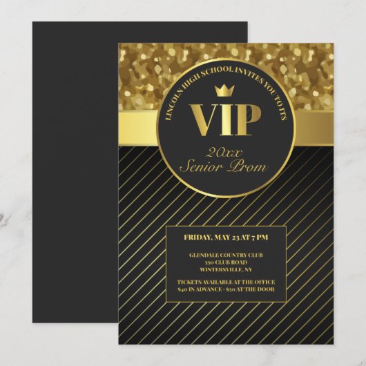 VIP Prom-uitnodiging Kaart (Voorkant / Achterkant)