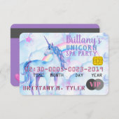 VIP Rainbow Unicorn Spa Birthday Party Kaart (Voorkant / Achterkant)