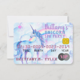 VIP Rainbow Unicorn Spa Birthday Party Kaart