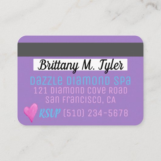 VIP Rainbow Unicorn Spa Party-uitnodigingen Informatiekaartje (Achterkant)