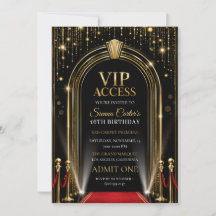 VIP Rode Loper Hollywood Gouden Verjaardagsuitnodi
