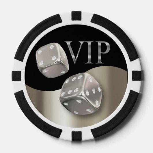 VIP Rolling Dice Las Vegas zilver zwart Pokerchips (Voorkant)
