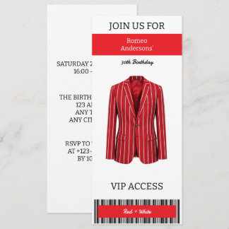 VIP Rood Wit Pak 30e Verjaardagsuitnodiging Kaart