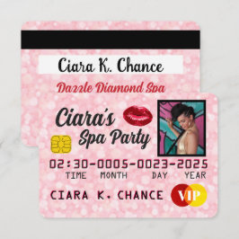 VIP Roze Glitter Foto Feest Creditcard Kaart
