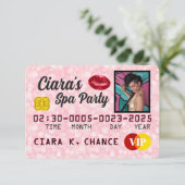 VIP Roze Glitter Fotoparty Credit Kaart (Staand voorkant)