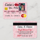 VIP Roze Glitter Fotoparty Credit Kaart Notitiekaartje (Voorkant / Achterkant)