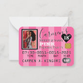 VIP Roze Stripes Fotocreditcard Uitnodiging (Voorkant)