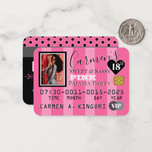 VIP Roze Stripes Fotocreditcard Uitnodiging