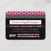 VIP Roze Stripes Fotocreditcard Uitnodiging Informatiekaartje (Achterkant)