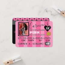 VIP Roze & Zwarte Foto Verjaardagsfeest Creditcard
