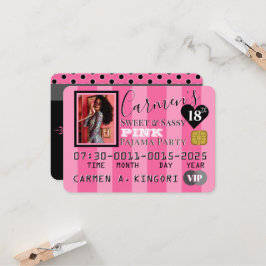 VIP Roze & Zwarte Foto Verjaardagsfeest Creditcard Kaart