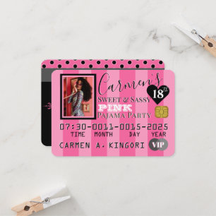 VIP Roze & Zwarte Foto Verjaardagsfeest Creditcard Kaart