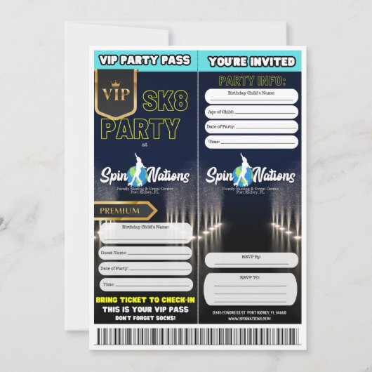 VIP Schaatsfeest Uitnodigingen (Voorkant)