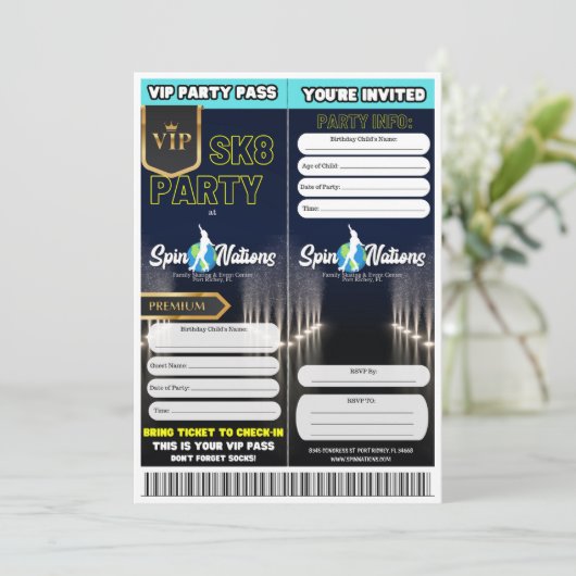 VIP Schaatsfeest Uitnodigingen (Staand voorkant)