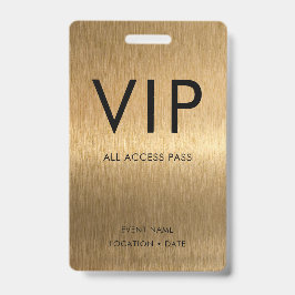 VIP Simple Lettertype op Geborsteld Bronzen Metaal Badge