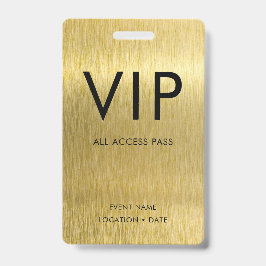 VIP Simple Lettertype op Geborsteld Goud Metaalgla Badge